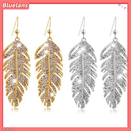 Anting Kait Gantung Wanita Bahan Alloy Desain Bulu Hias Berlian Imitasi Gaya Retroboho Untuk Pesta