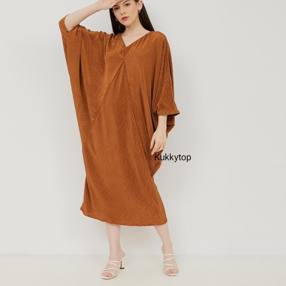 Promo - Kukky Dress Wanita Plisket Panjang Model Tunik Kaftan Fashion 11769 ~