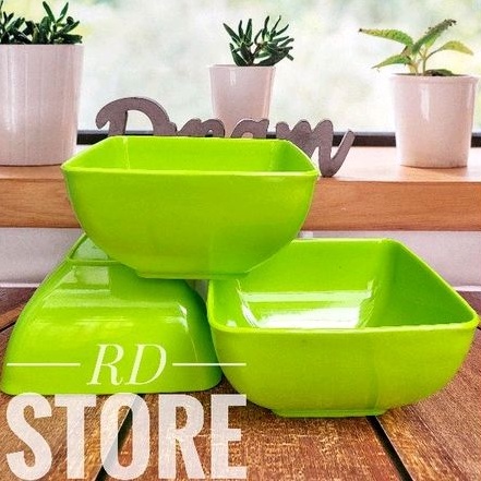 PROMO 3.PCS MANGKOK PERSEGI POLOS SEMI MELAMINE TEBAL DAN KUAT