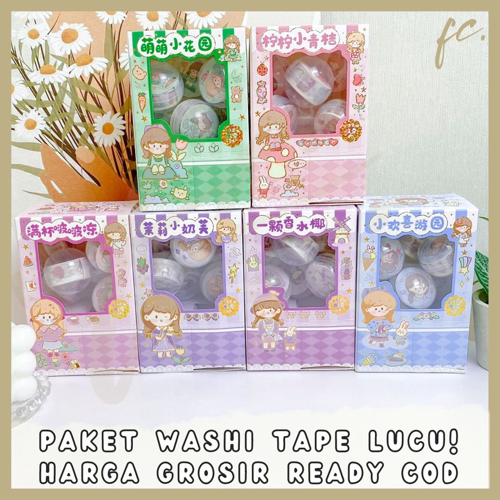 

Set Solatip / Isolasi Washi Deco Tape SZ-63 Scrapbook / Selotip Mini Refill Decotape Pastel Gacha DIY Kit Journaling Harga Grosir Ready COD