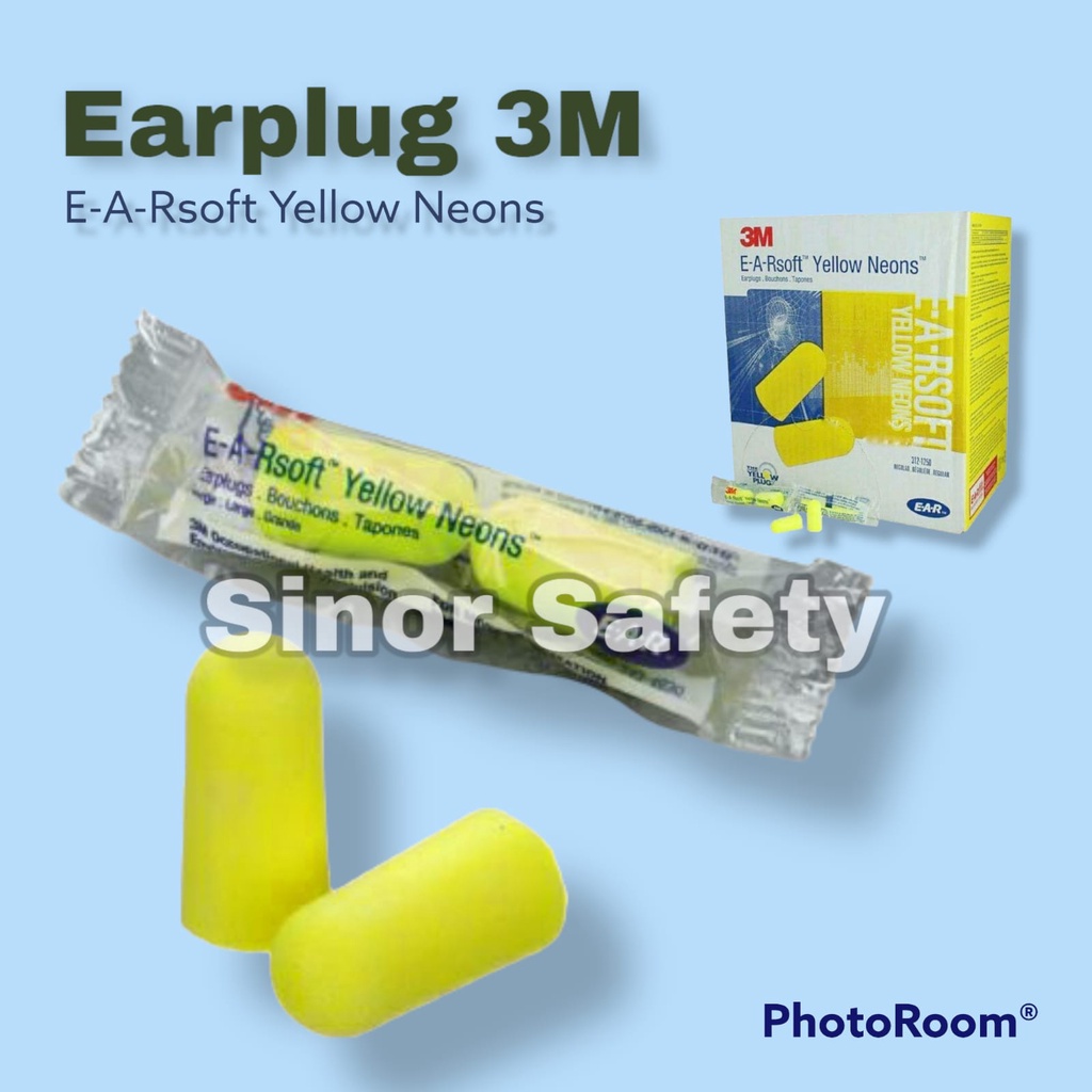 Earplug 3M E-A-Rsoft Yellow Penyumbat Telinga Saat Kerja dan Tidur SEPASANG KIRI DAN KANAN