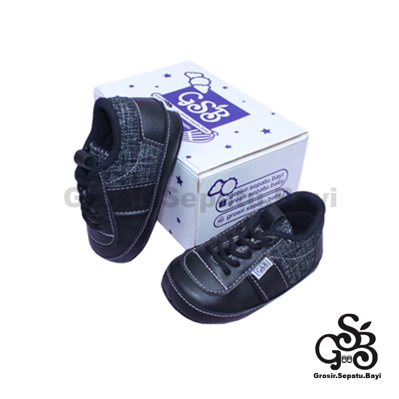 Sepatu Bayi - Baby Shoes - Prewalker  | 2-12 bulan | casual KIMMY HITAM polos ringan &amp; fleksibel