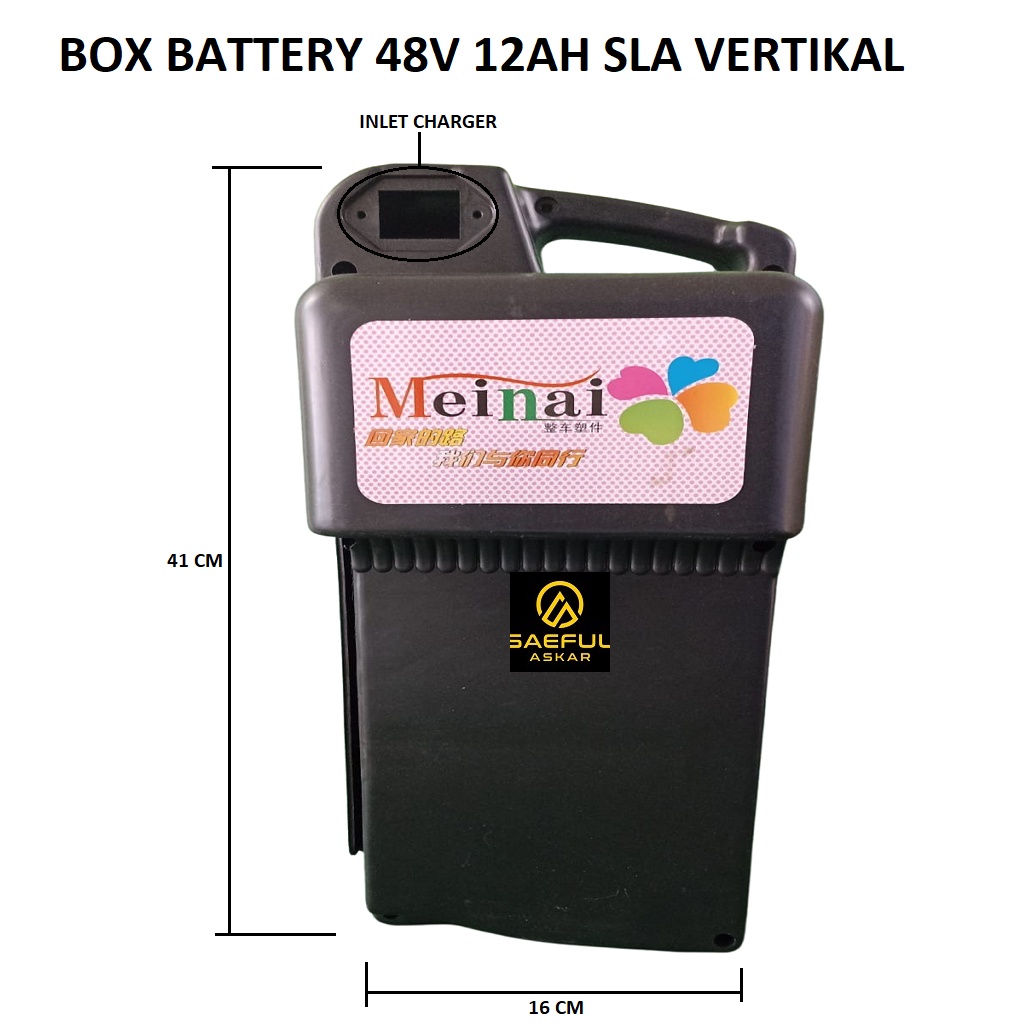 Box Battery E-Bike / Tempat Penyimpanan Baterai 48v 12Ah Sepeda Listrik