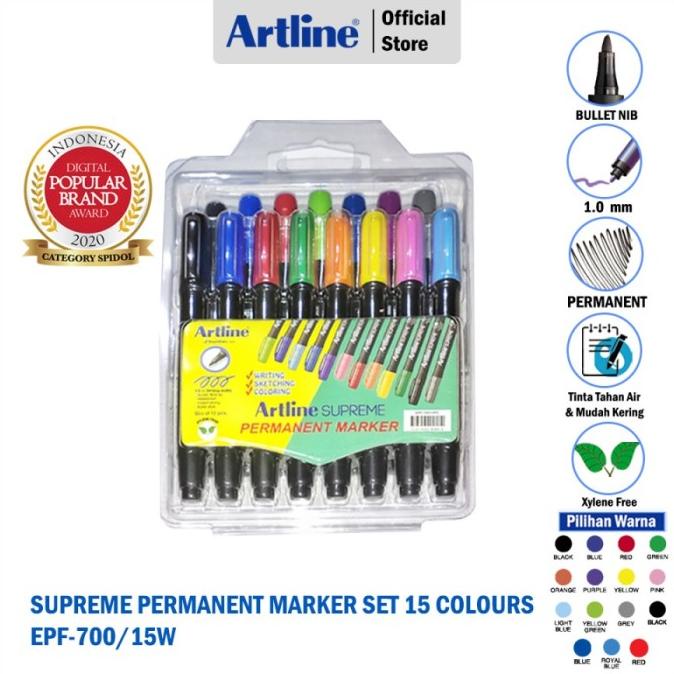 

SPIDOL ARTLINE SUPREME PERMANENT MARKER SET 15 COLOURS EPF-700/15W