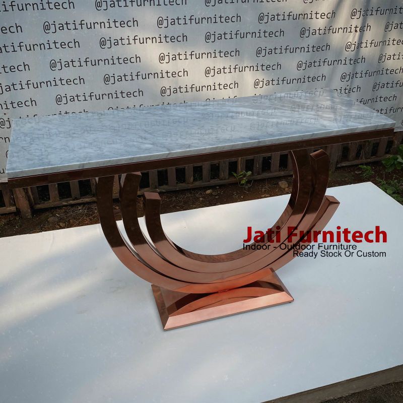 console table stainless rose gold mix marmer white carara