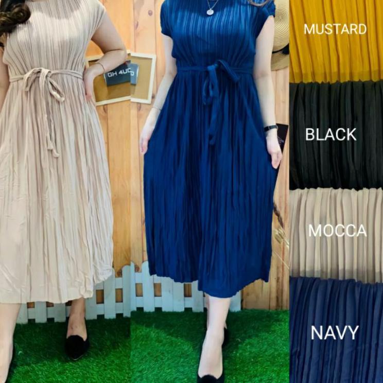 Langsung Kirim DASTER PLISKET /MIDI DRES REMPEL JUMBO MODEL TERBARU