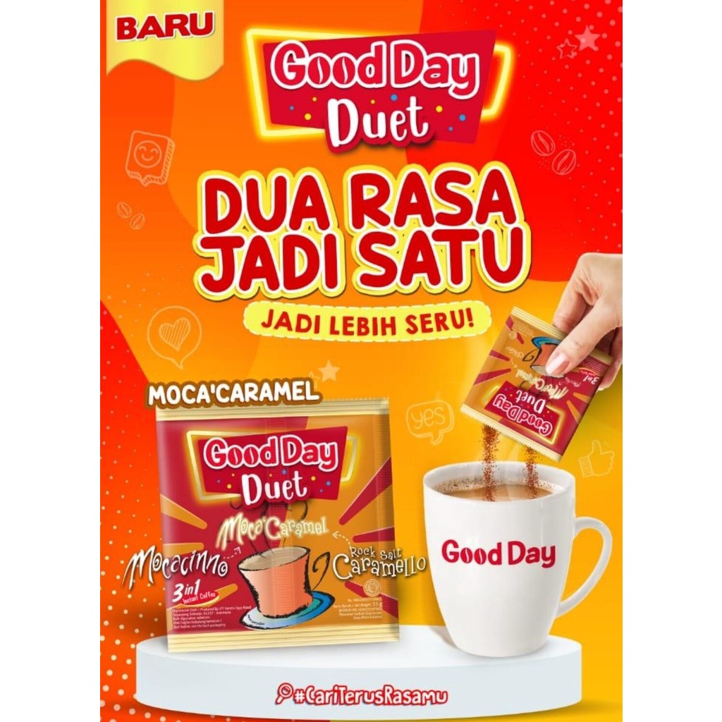 

GoodDay Duet Moca Caramel Renteng isi 10 sch*22 gr/Mocacinno Caramello