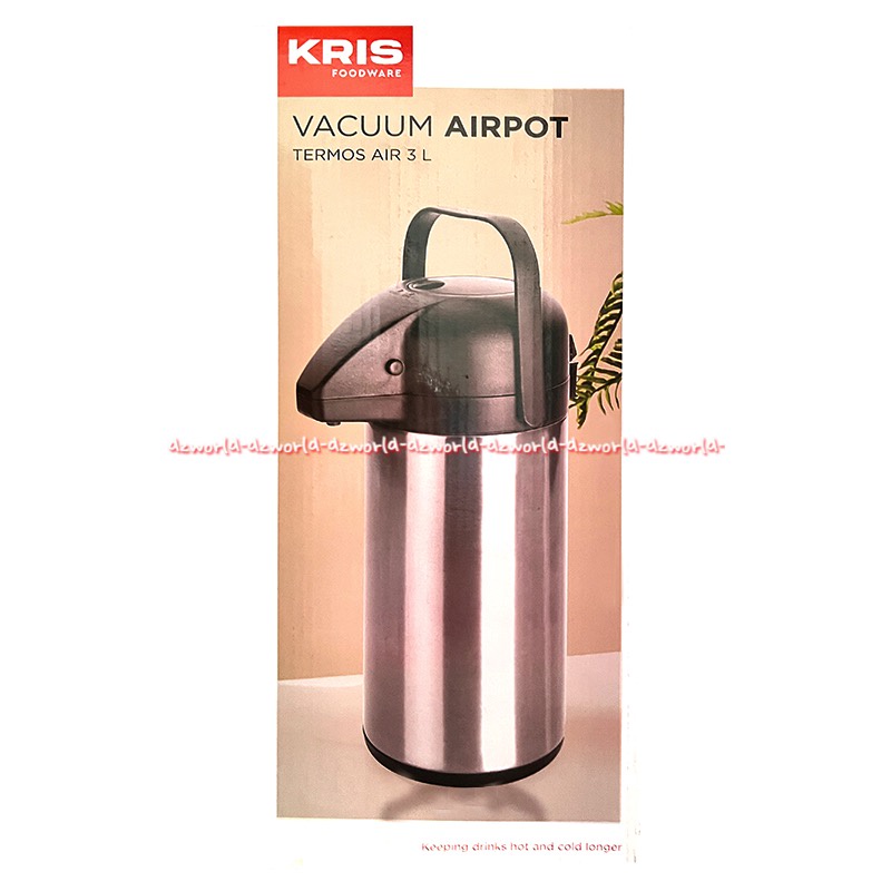 Krishome Water Airport Press 3L Tempat Air Panas Tahan Lama 9jam Stainless Steel Termos Thermos Model Press Tekan Bawah 3 Litter