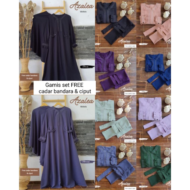 AZALEA GAMIS SET KHIMAR FREE CADAR BANDANA & CIPUT