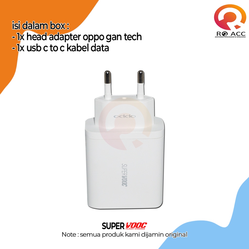 [RO ACC] CHARGER OPPO FAST CHARGING SUPER VOOC GAN 65W TYPE C TO TYPE C ORI