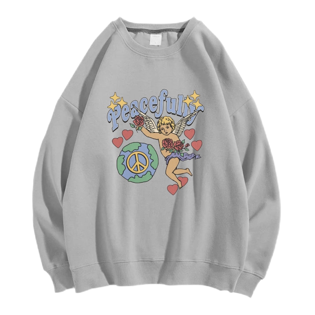 PEACIFULLY SWEATER CREWNECK PRIA WANITA Size M-XXL GAWA