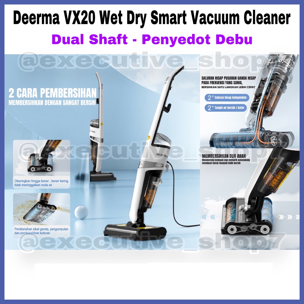 Deerma VX20 Wet Dry Smart Vacuum Cleaner - Dual Shaft - Penyedot Debu - Garansi Resmi 1 Tahun