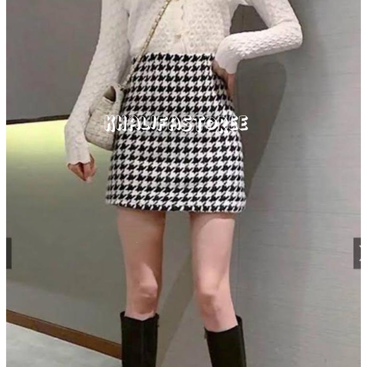 Elvina Skirt/Rok Pendek/Rok Autumn/Rok wanita/Rok houndstooth/Rok Korea Skirt