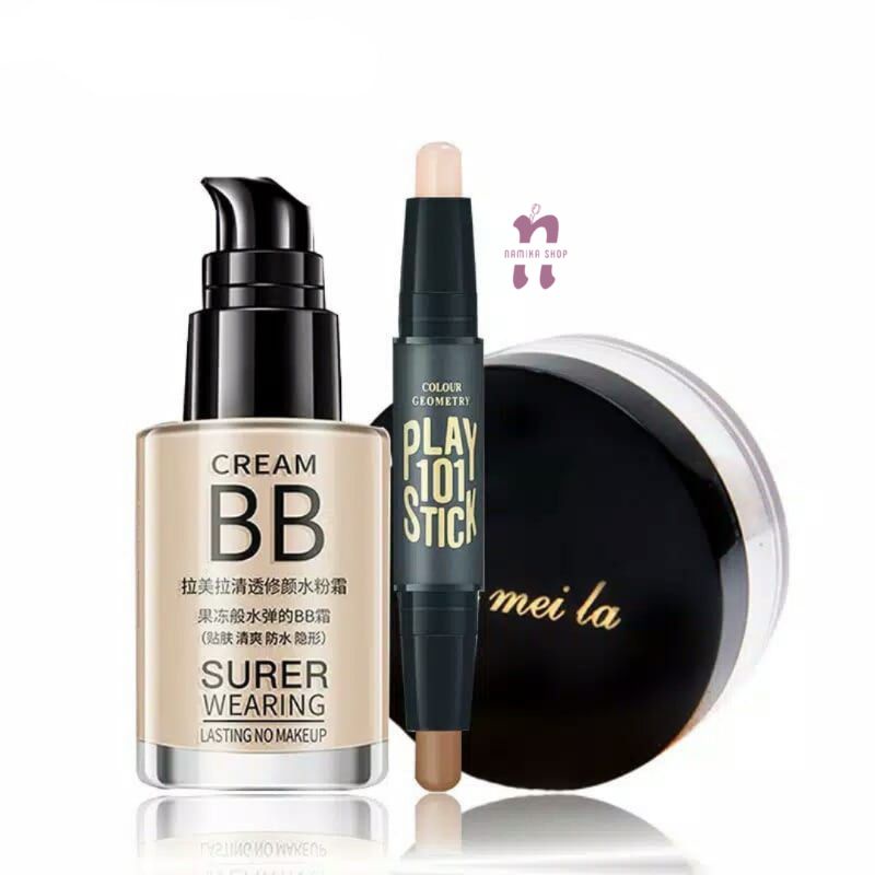 PAKET KOSMETIK 3IN1 (ISI 3 PRODUK) / BB CREAM / CONCELAR / BEDAK TABUR / LAMEILA MAKE UP SET