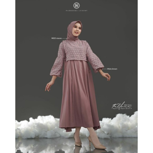 COD ✅ FALLONA MIDI DRESS BY NADHEERA LUXURY | MIDI DRESS CANTIK