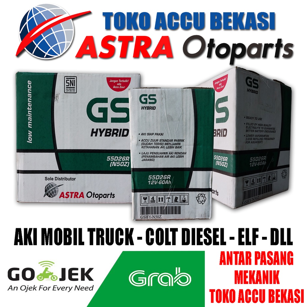 Jual Aki GS Astra Hybrid N50Z Accu mobil Truck Colt diesel ELF 60 Ah