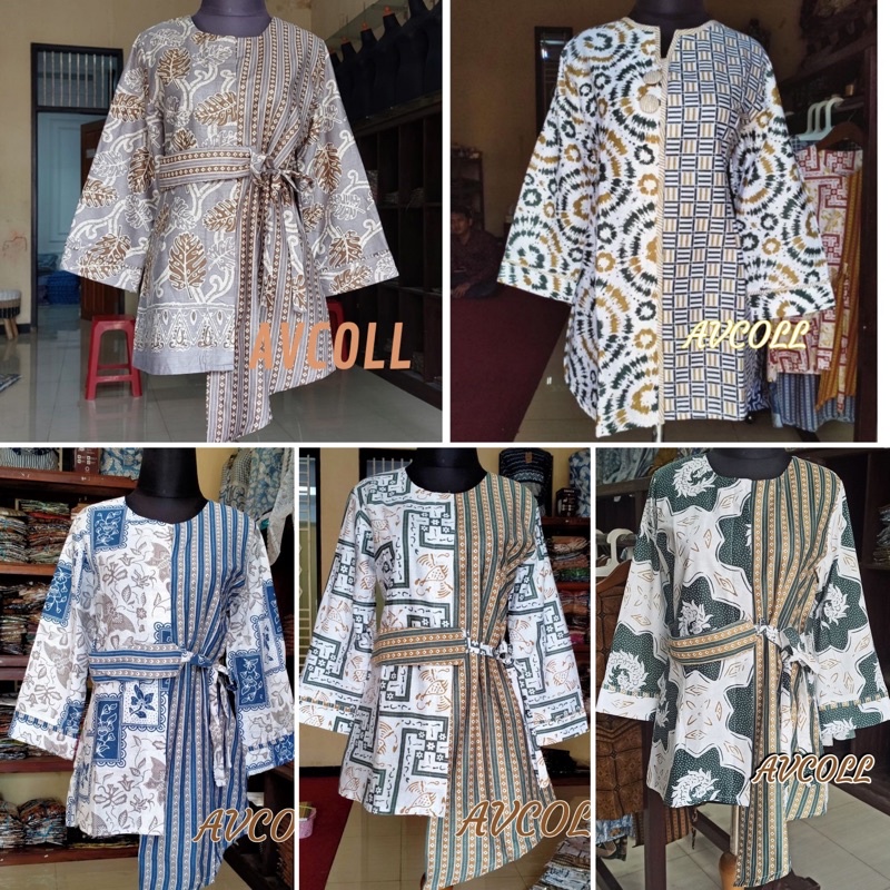 M-L-XL-XXL-JUMBO Batik wanita ASJ SA HRB026 Kenongo Kemeja Tosca Pendek