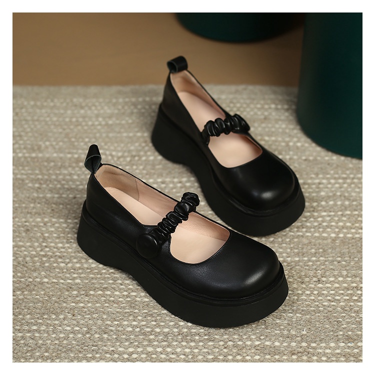 Sepatu Docmart Perempuan Simple Tali Kerut Import Sepatu Loafers Cewek Casual Look Chunky Block SK-033