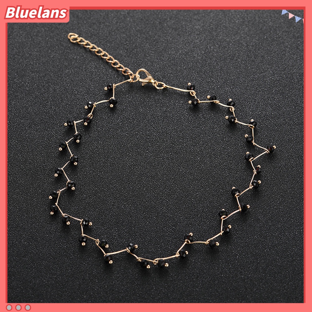 Bluelans Fashion Wave Chain Black Beads Charm Choker Party Short Necklace Women Jewelry