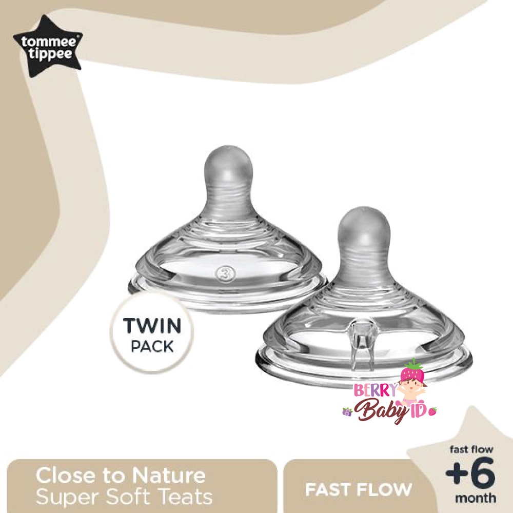 Tommee Tippee Closer to Nature Soft Teat Dot Botol Susu Bayi Wide Neck Berry Mart