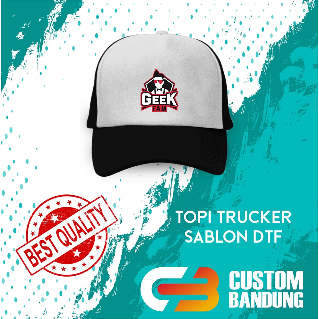 Topi Trucker GEEKFAM Pria Wanita Topi Jaring Aura Jala Trucker Cap Bisa Tulis Nama Bisa COD Original High Premium Quality