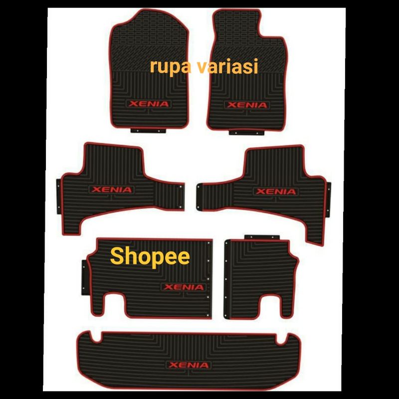 karpet full set karet mobil daihatsu all new xenia 2012 sampai 2021 hitam logo merah 2020 2019 2018 2017 2016 2015 2014 2013