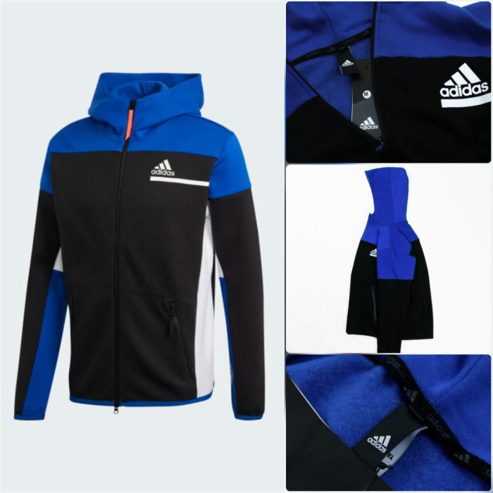 HOODIE ADIDAS ZNE PULLOVER BLUE | JAKET ADIDAS GRADE ORIGINAL JUMPER - Biru, M