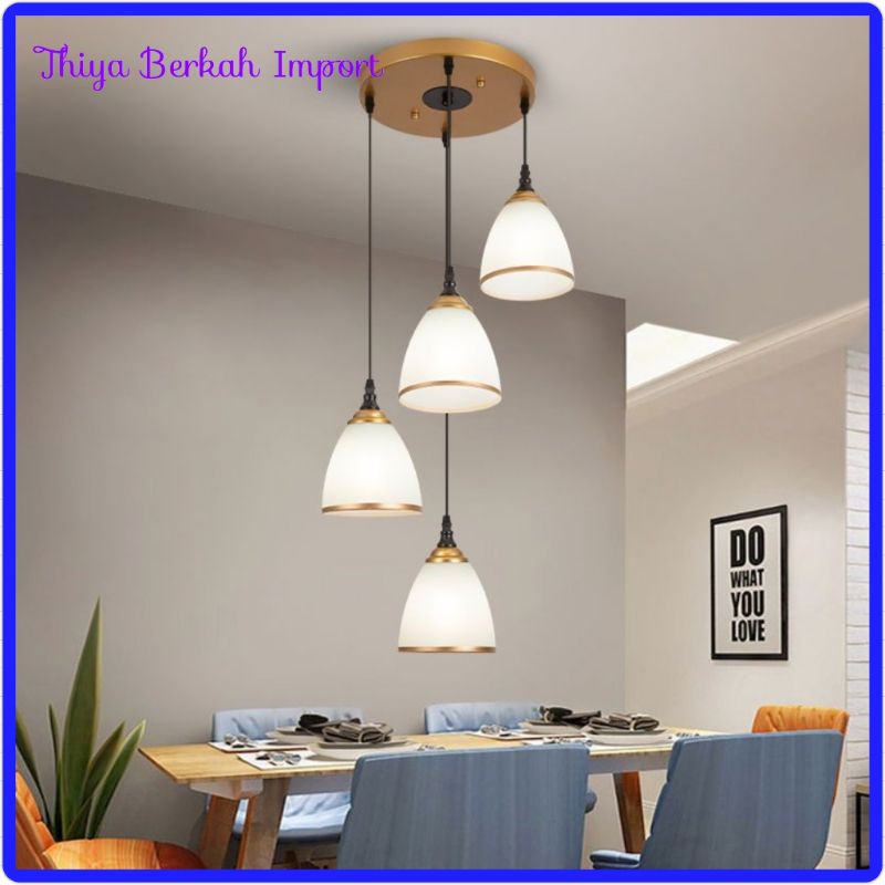 Berkah Import Lampu Ruang Makan Nordic Lampu Gantung LED Makan Suasana Kreatif 4 Kepala Lampu Gantun