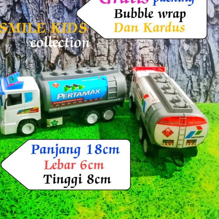 MAINAN MOBIL TRUK TANGKI PERTAMINA SHELL EVIAN Diecast Mesin Pull Back Bisa Berjalan Bahan Plastik S