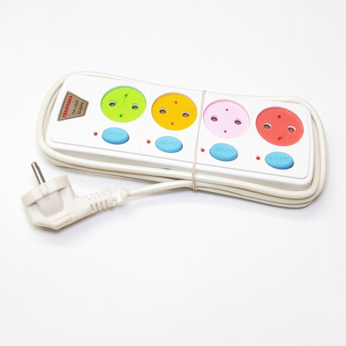 Yokohama Stop Kontak 1.8m 4 Lubang Terminal Colokan Listrik ada on off Sunfree 1.8meter 4Lubang