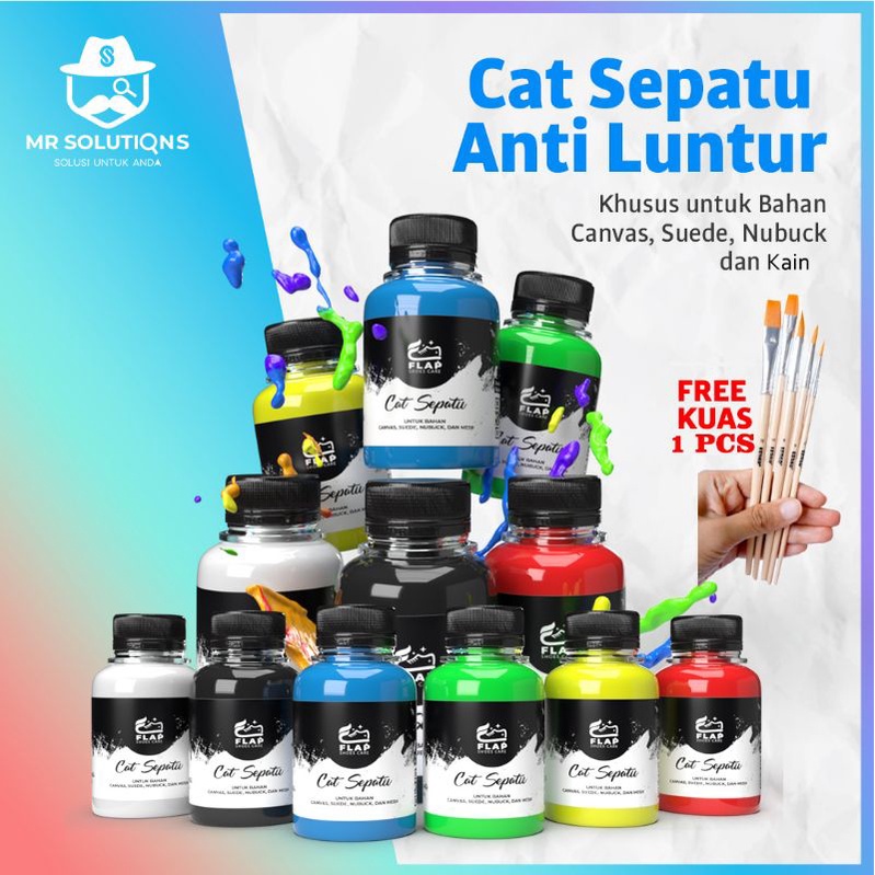 Cat Sepatu Kanvas Hitam Putih Permanen Anti Luntur Cat Sepatu Kain Canvas Merah Biru Hijau Kuning Pe