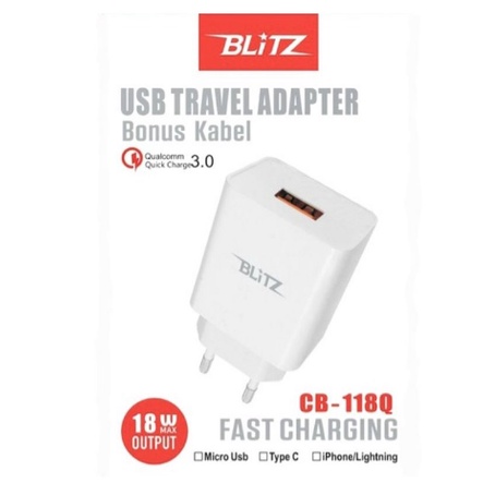 Kepala Charger Fast Charging Gratis Kabel  Adaptor Fast  Charging  Micro Usb Blitz Free Kabel Lightning Type-c Micro Usb