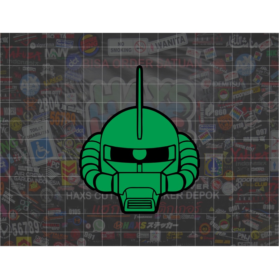 Cutting Sticker Gundam Zaku Ukuran 8 Cm Untuk Motor Mobil