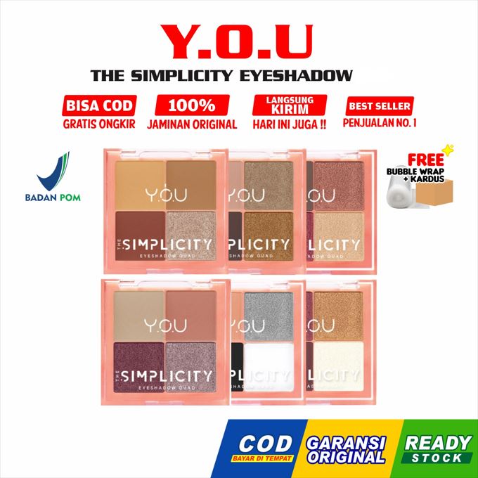 YOU Simplicity Eyeshadow Quad | Eyeshadow Palette 4 Warna Original by Y.O.U