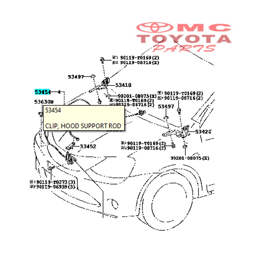 Grommet Kancing Dudukan Tiang kap Mesin Etios Sedan 53454-0D040