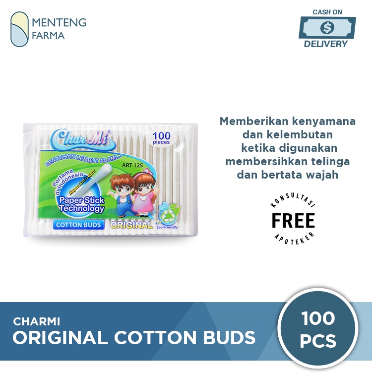 Charmi Cotton Buds Original Art 125 Isi 100 Pcs - Pembersih Telinga