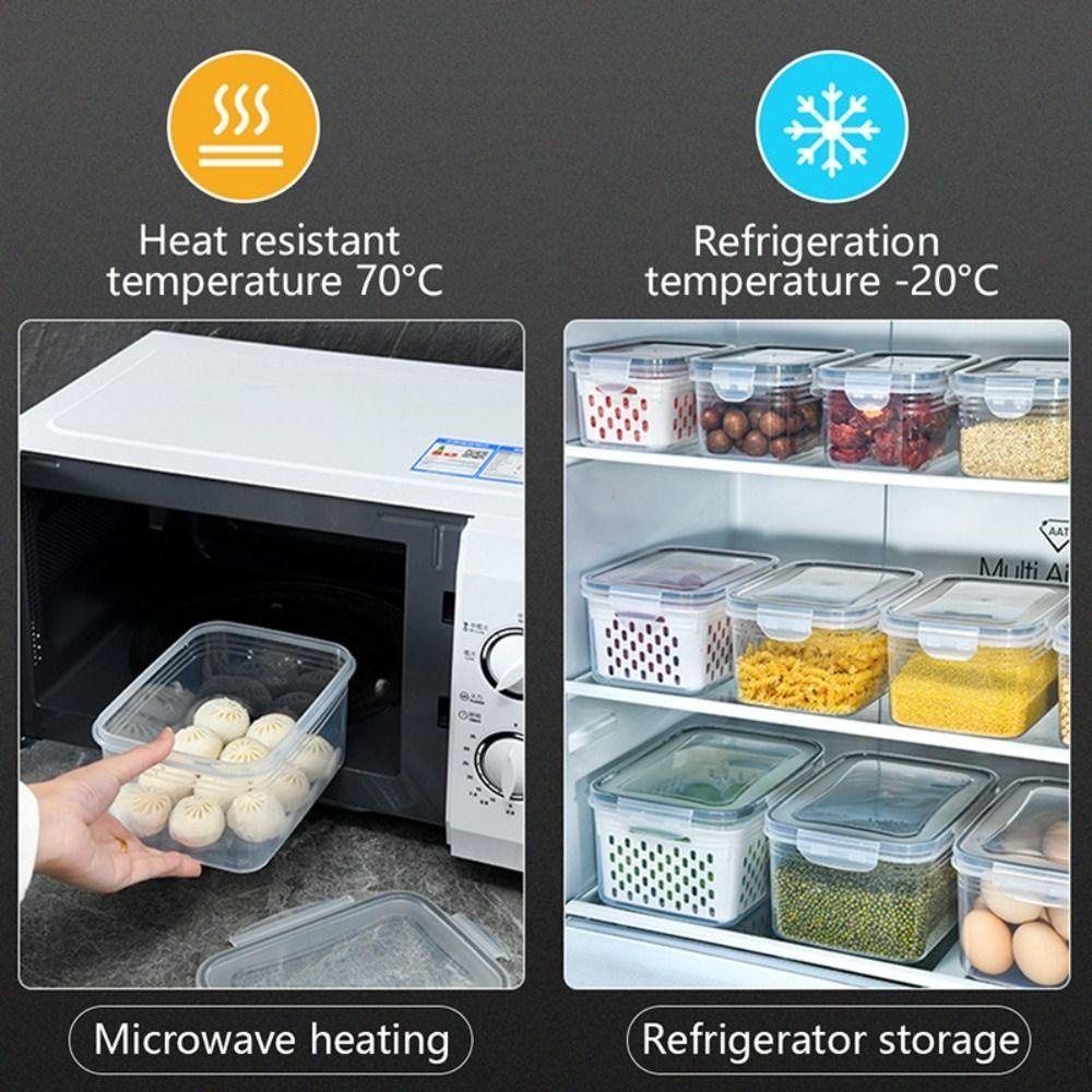 【 ELEGANT 】 Storage Box Portable Plastik Pantry Tempat Sayur Buah Segar Keranjang Makanan Wadah Buah