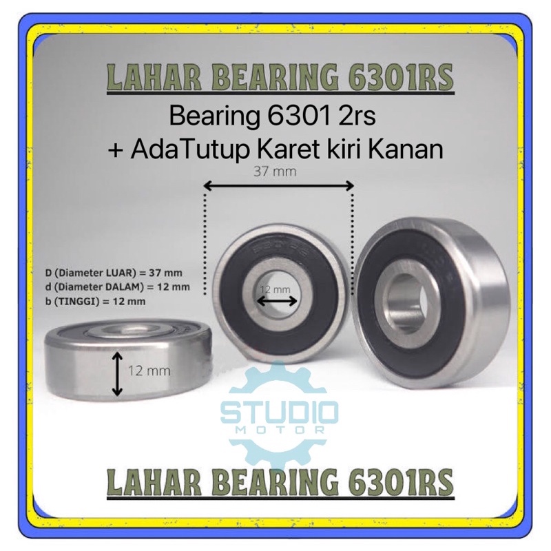 Bearing Laher Lahar Roda Depan Grand Supra Satria fu 150 Vixion Bearing Roda Belakang Smash Shogun jupiter Z Mx Kharisma Revo 100 110 Blade New 6301 2RS DeMTK Ukuran 12x37x12 mm Klaher Klaker 6301 2RS Uk 12 x 37 x 12 mm