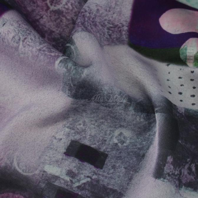 Silky Strech Motif Abstrak Stones Balancing (Purple)(Alta Moda)*