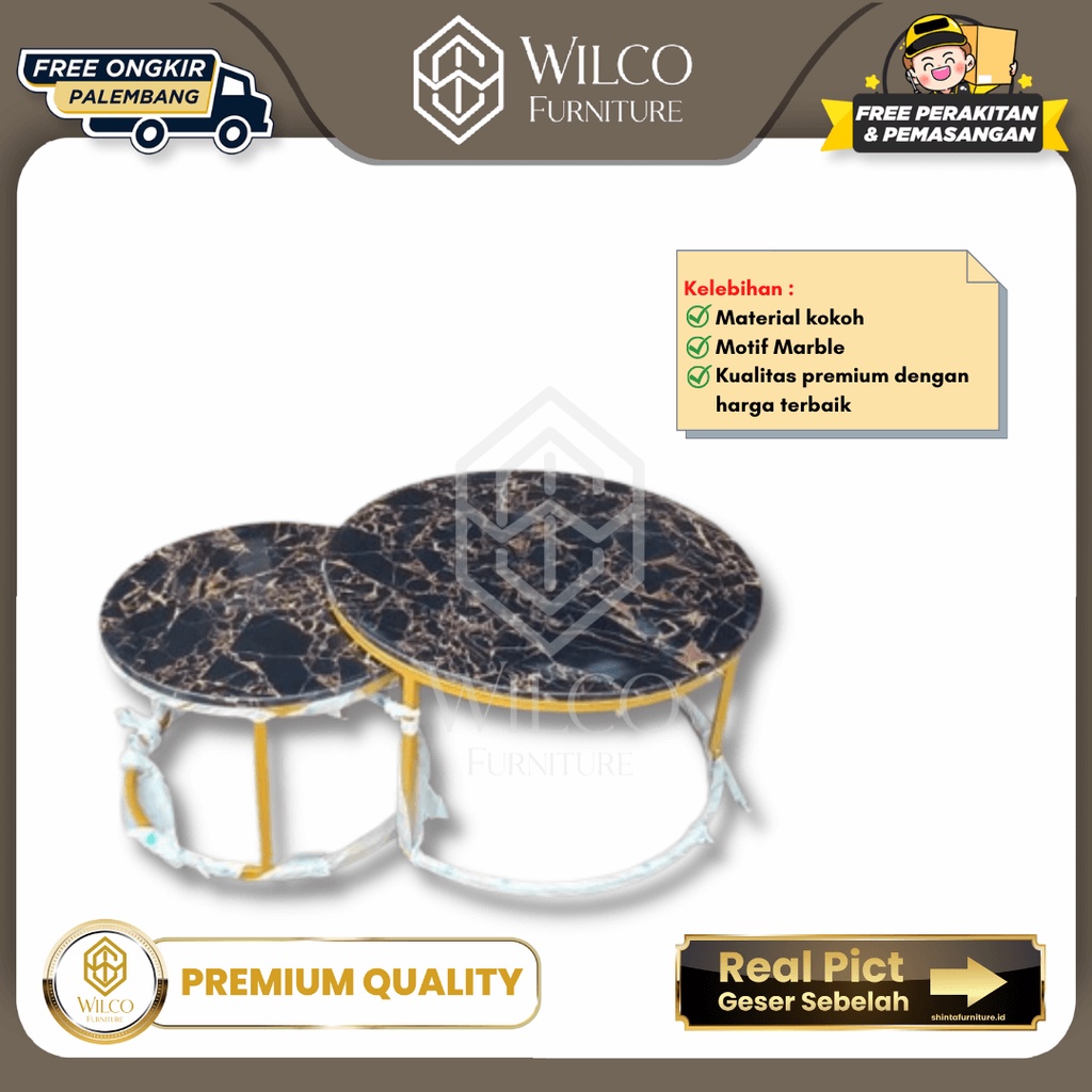 Meja Tamu Marmer Hitam / Meja Tamu Ruang Keluarga / Coffee Table