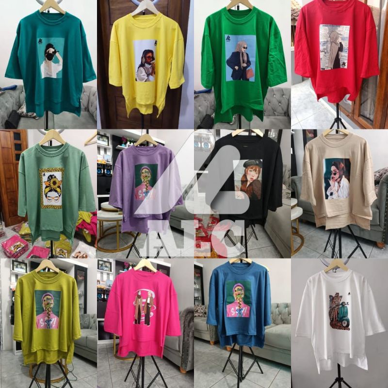 Atasan Kaos Oversized  Motif Viral Model Pinguin