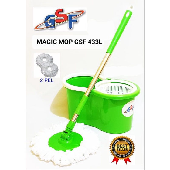 Wonder Magic Mop Alat Pel Lantai Peras Stick Baskom