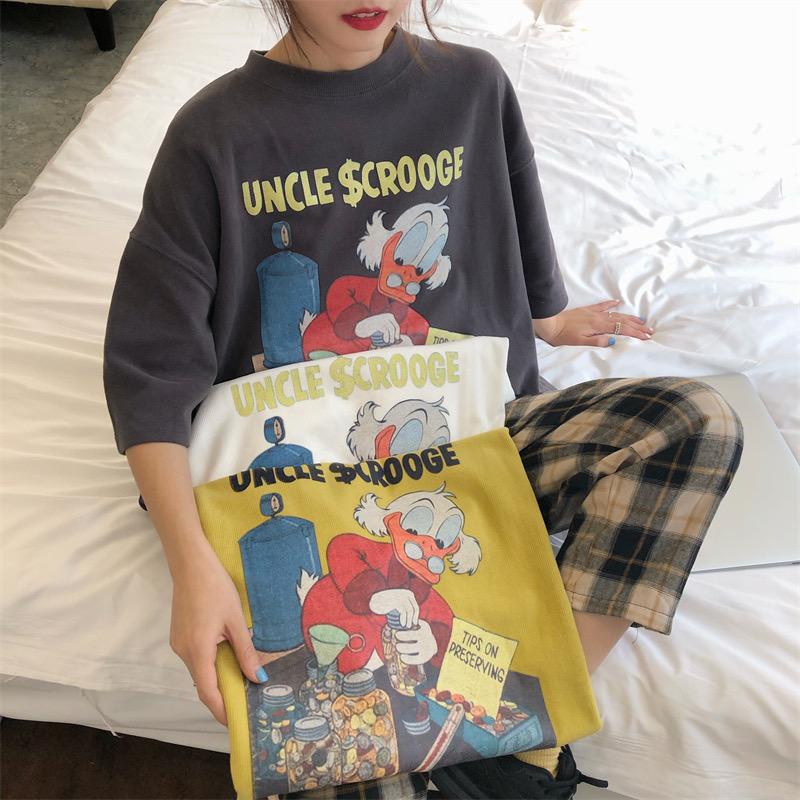 [littlecrab] Kaos Oversize Uncle $crooge Tips On Preserving Colorful T-shirt Unisex Couple Sablon Paman Bebek Sibuk Kerja Unik Lucu Berkualitas Korean Style