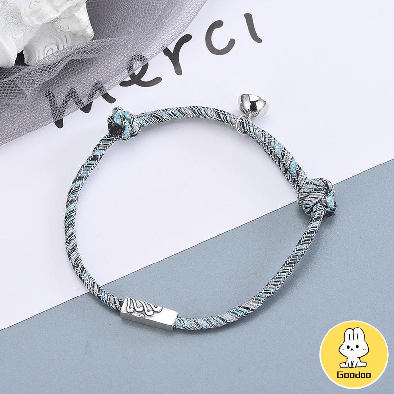 2 pcs gelang magnet/1 Pasang Gelang Couple Magnet Gelang Tali Couple Magnet Attract persahabatan Tangan Wanita Bracelets hitam/Adjustable Braid Rope BraceletS -Doo