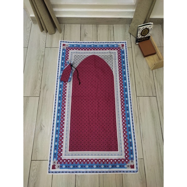 Sajadah Travel Sejadah Traveling pouch souvenir umroh Sajadah JUMBO Sajada Mukena Travel-Sajadah merah abu