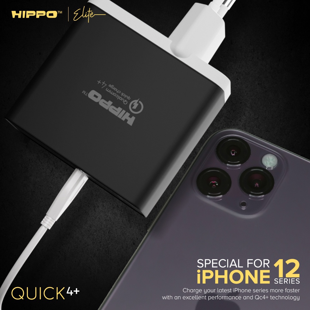 Hippo Adaptor Quick4+ PD 27W Quick Fast Charging 4.0 Travel Adapter Kepala Casan Colokan Charger Rumah type C Power Delivery QC Port Output USB C Super Fast