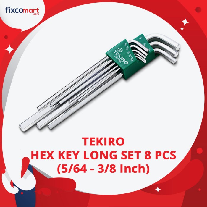 Tekiro Kunci L Set Panjang 8 Pcs Inch