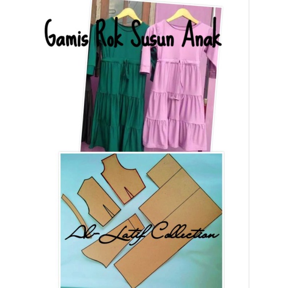 pola instan / pola jiplak GAMIS ROK SUSUN ANAK