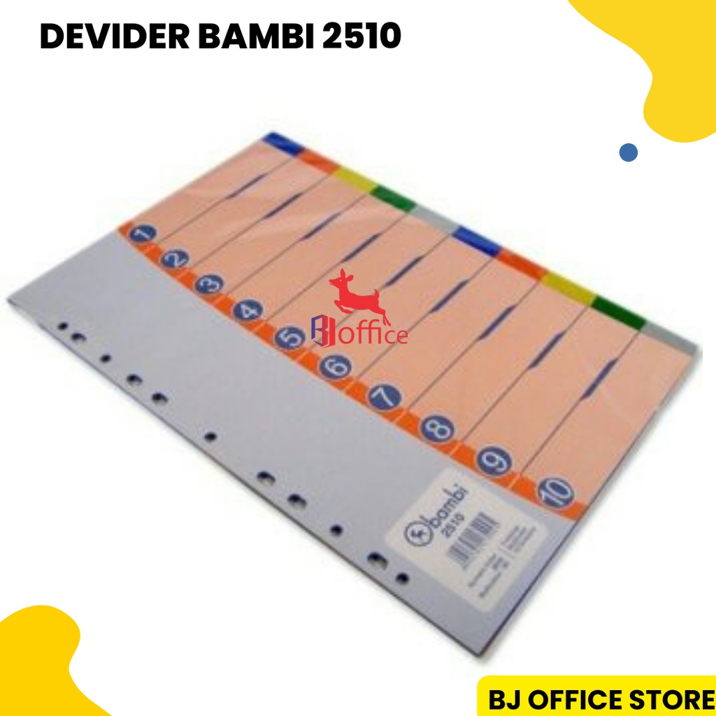 

BAMBI Divider Plastik Folio 10 WARNA Type 2510 (Pembatas Binder Plastik Ukuran F4) Isi 11 Lembar