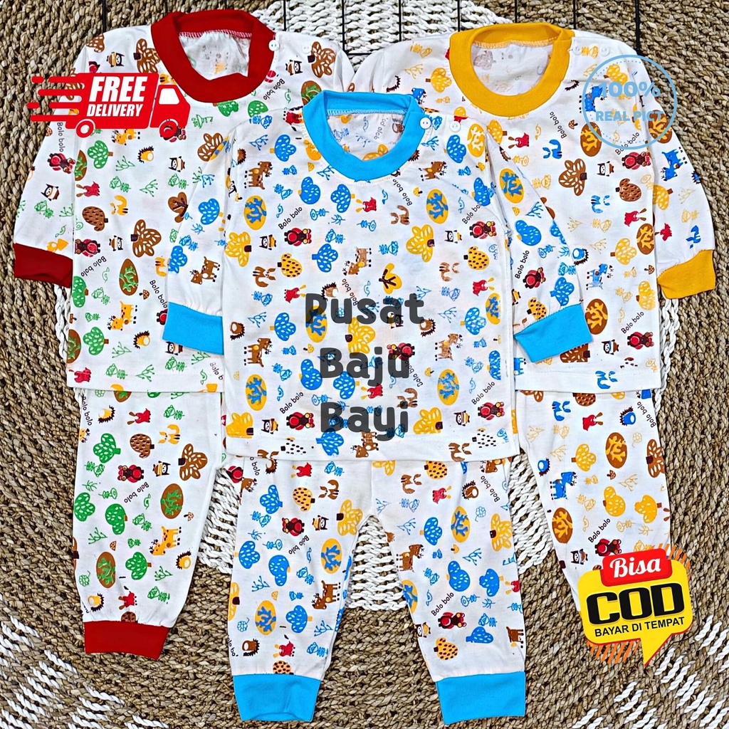 Setelan Baju Bayi Panjang 3 - 12 Bulan merk SNI BOLO - BOLO motif ANIMAL DAN POHON